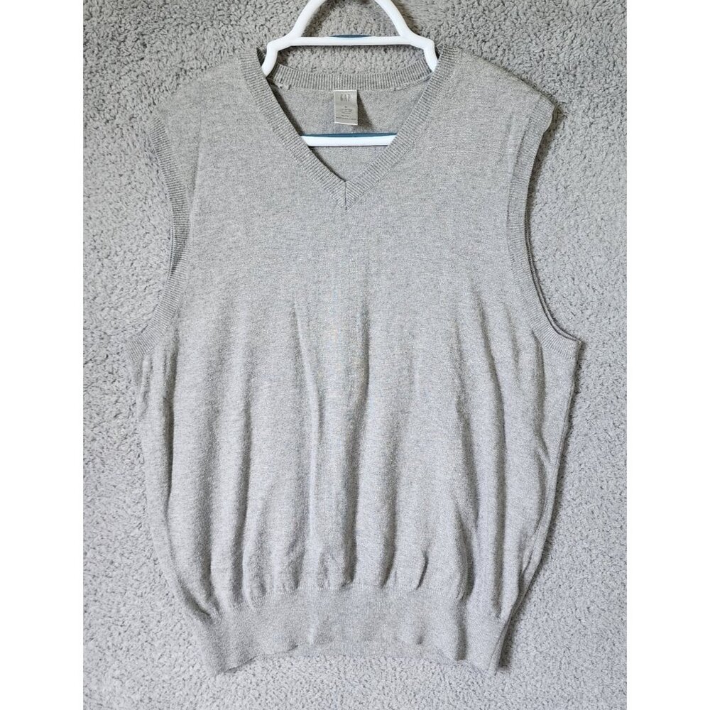 Vintage Y2K GAP Size Medium Gray Sweater Vest Preppy Academia Silk Cotton Blend